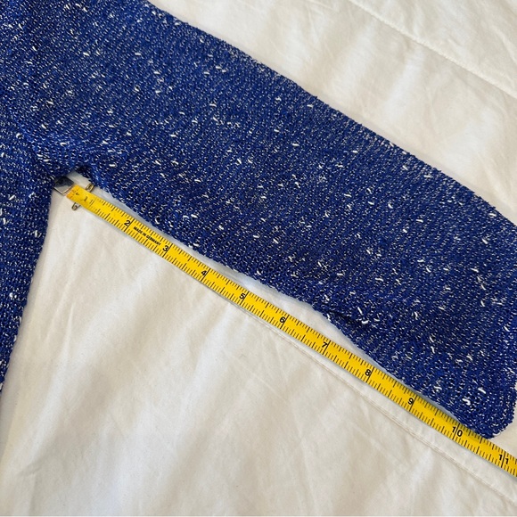 NWT Chicos light cardigan, 3/4-sleeve, sapphire blue w/white speckles, 0 (S) - Picture 9 of 10